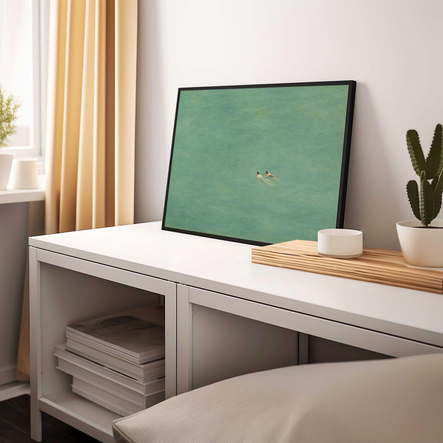 Green Abstract Swimming Art Print Poster