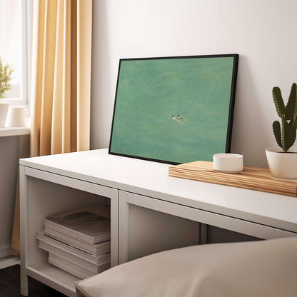 Green Abstract Swimming Art Print Poster