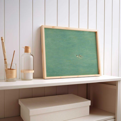 Green Abstract Swimming Art Print Poster