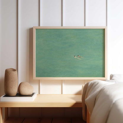 Green Abstract Swimming Art Print Poster