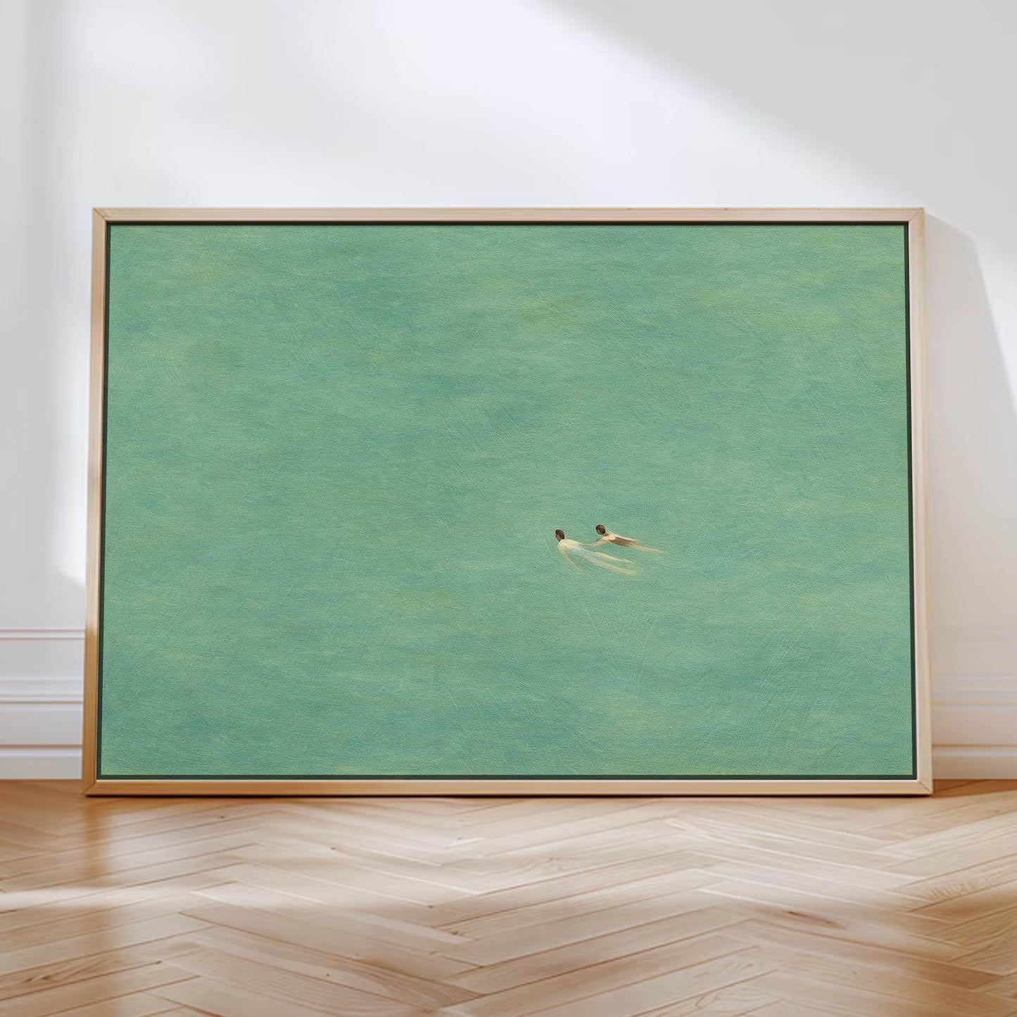 Green Abstract Swimming Art Print Poster