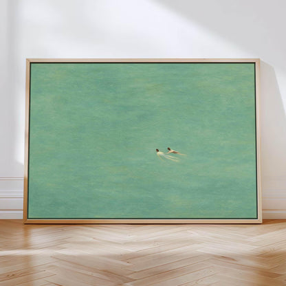 Green Abstract Swimming Art Print Poster