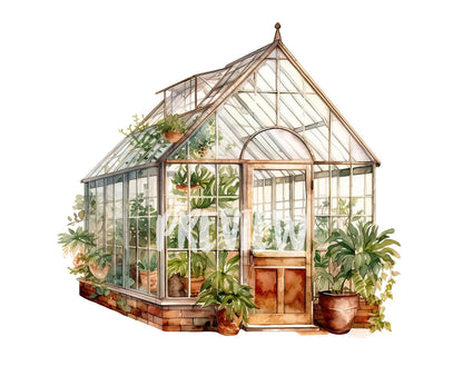 Watercolor Greenhouse Clipart