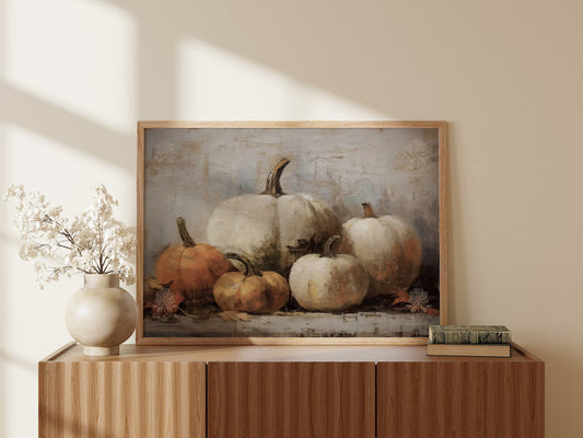 Pumpkins Still Life Painting Wall Art Poster