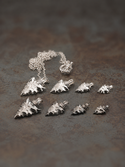 Hammered Arrowhead Silver Pendant