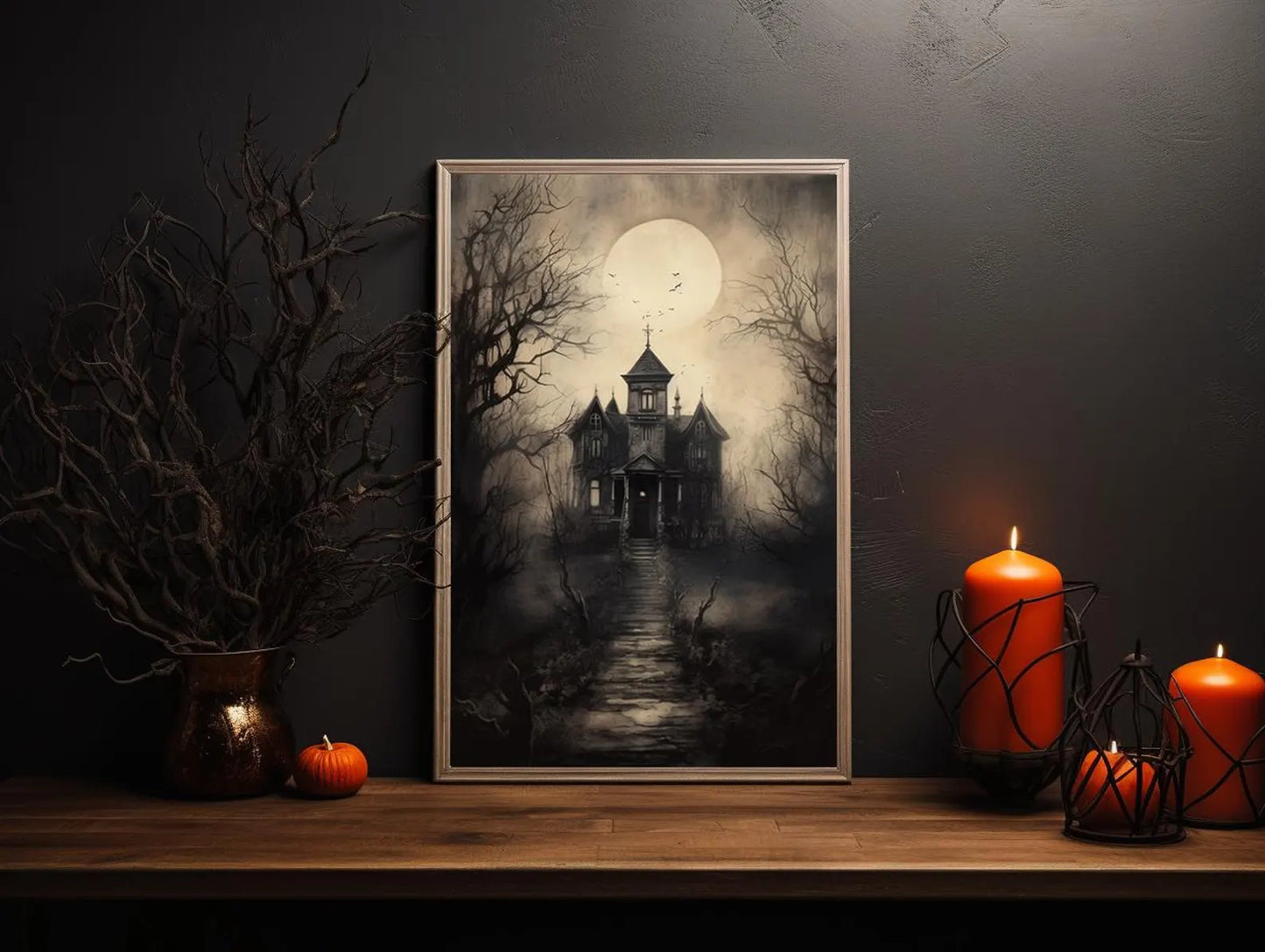 Haunted House Halloween Wall Art Poster