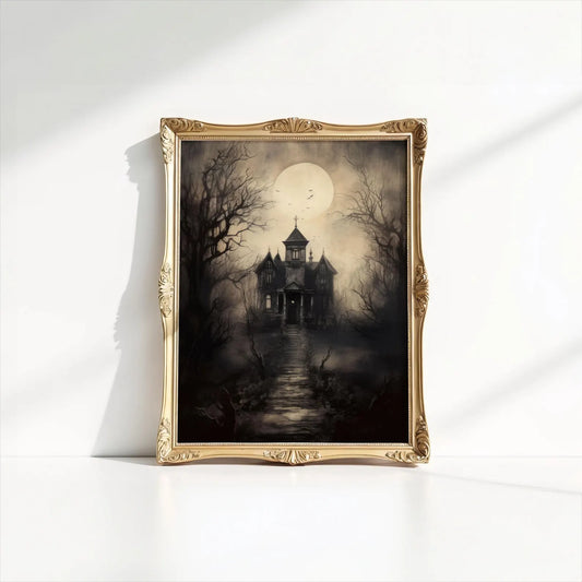Haunted House Halloween Wall Art Poster