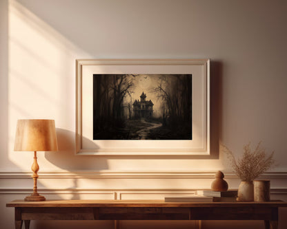 Haunted House Wall Art Dark Academia Print Spooky House Art Print Poster
