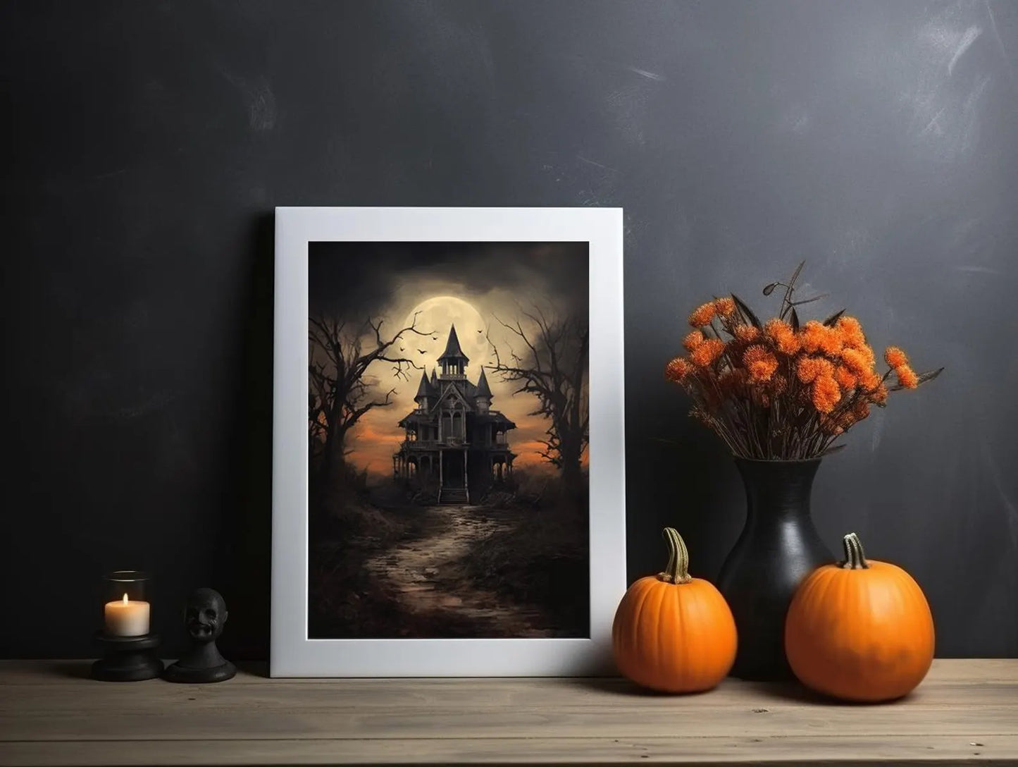 Haunted House Halloween Art Print Poster