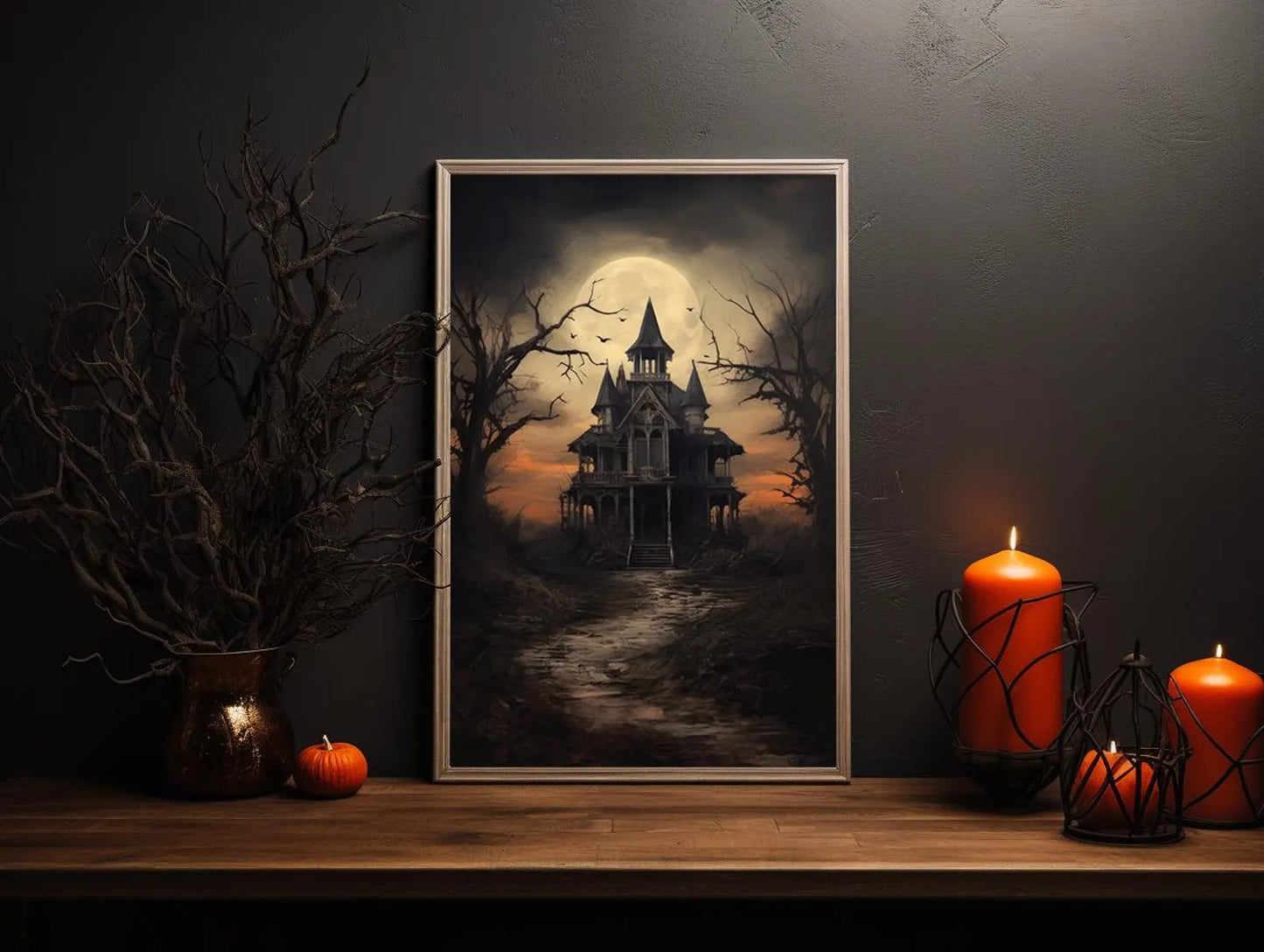 Haunted House Halloween Art Print Poster