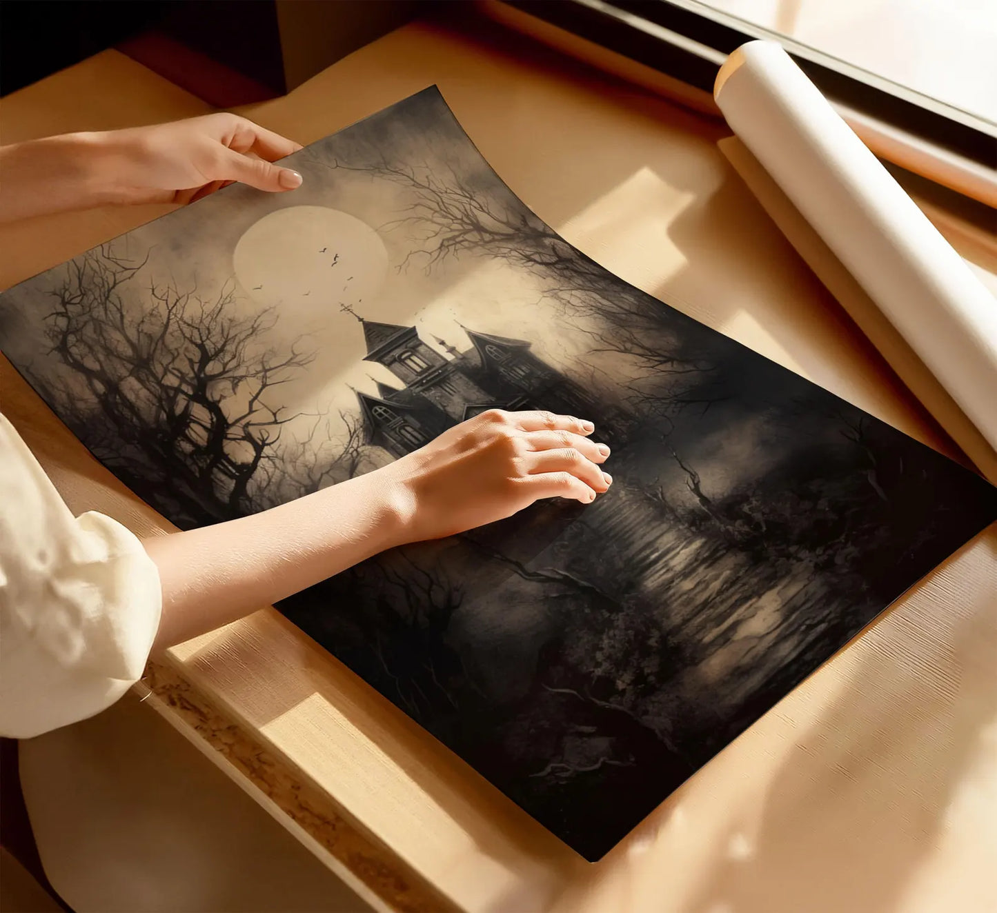 Haunted House Halloween Wall Art Poster