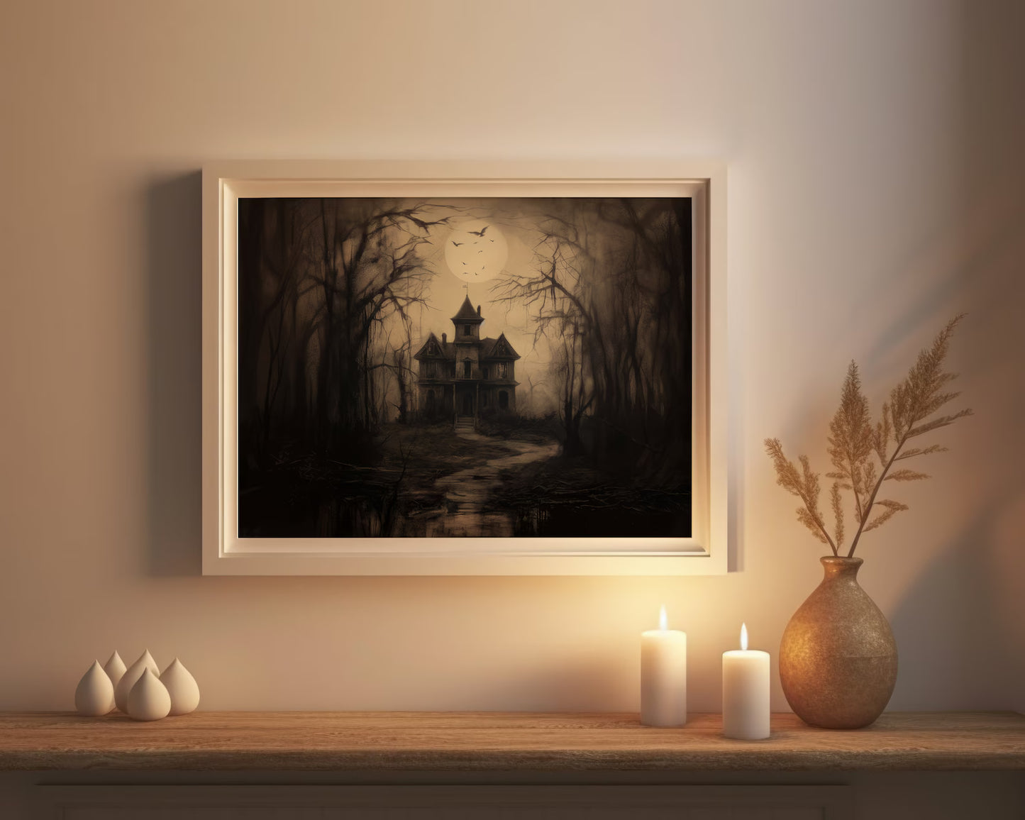 Haunted House Wall Art Dark Academia Print Spooky House Art Print Poster