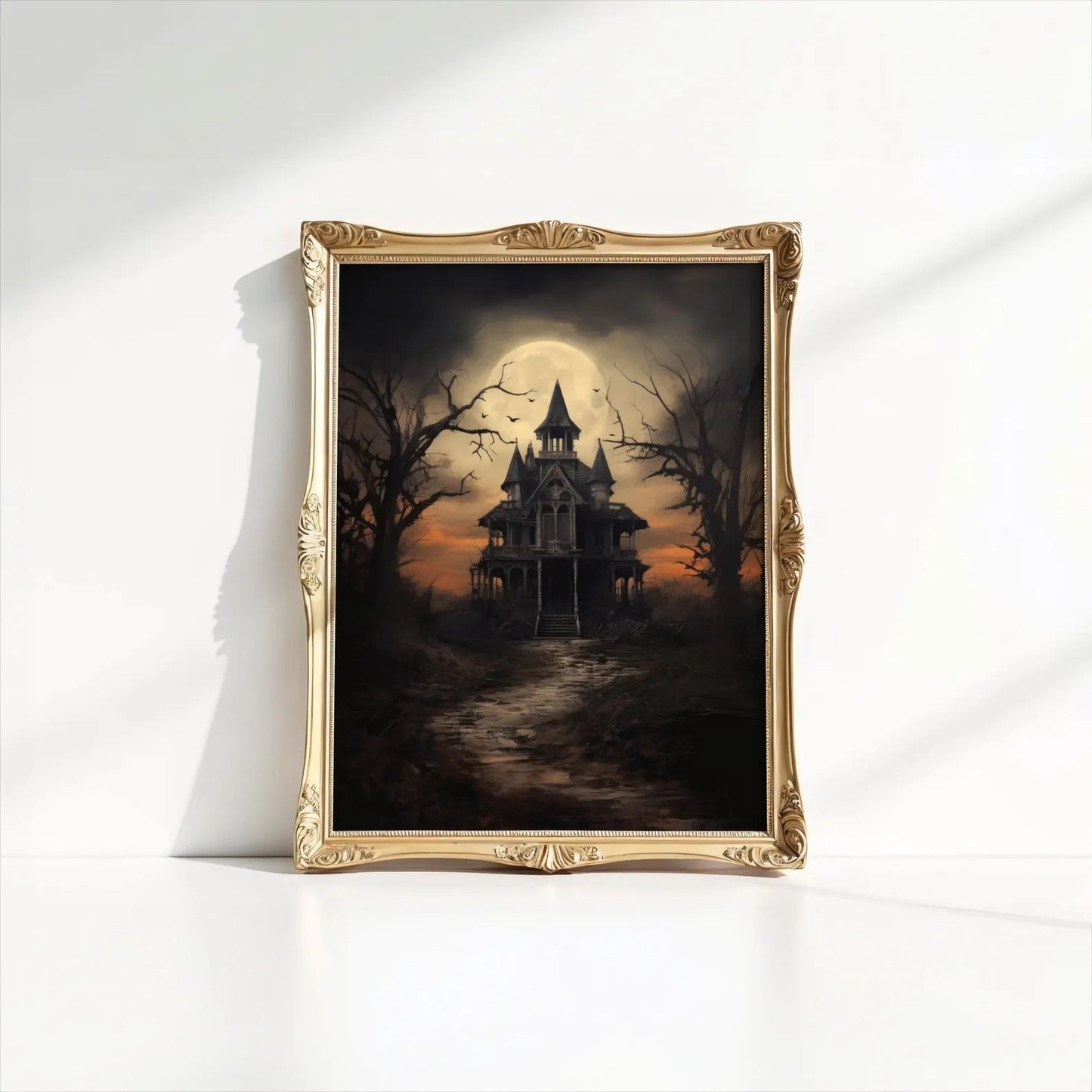 Haunted House Halloween Art Print Poster