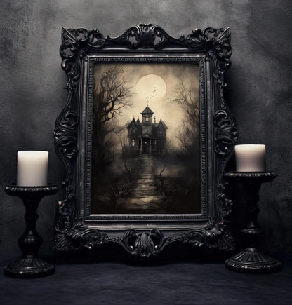 Haunted House Halloween Wall Art Poster