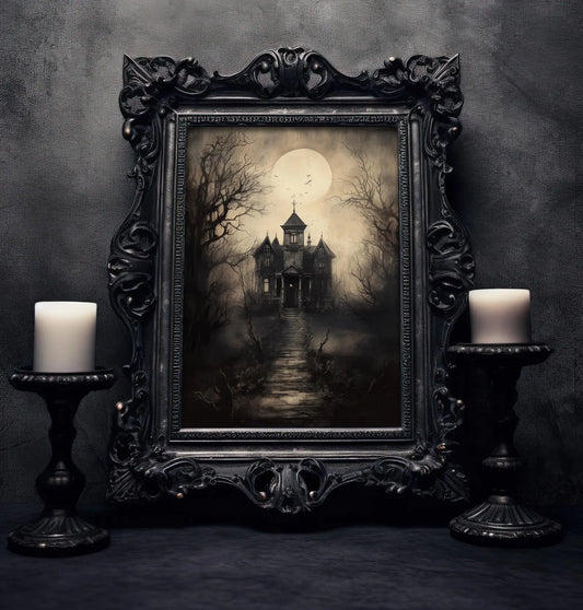 Haunted House Halloween Wall Art Poster
