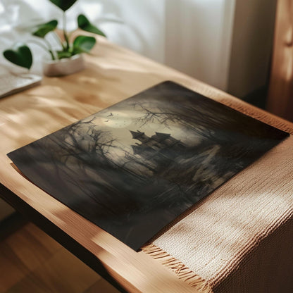 Haunted House Wall Art Dark Academia Print Spooky House Art Print Poster