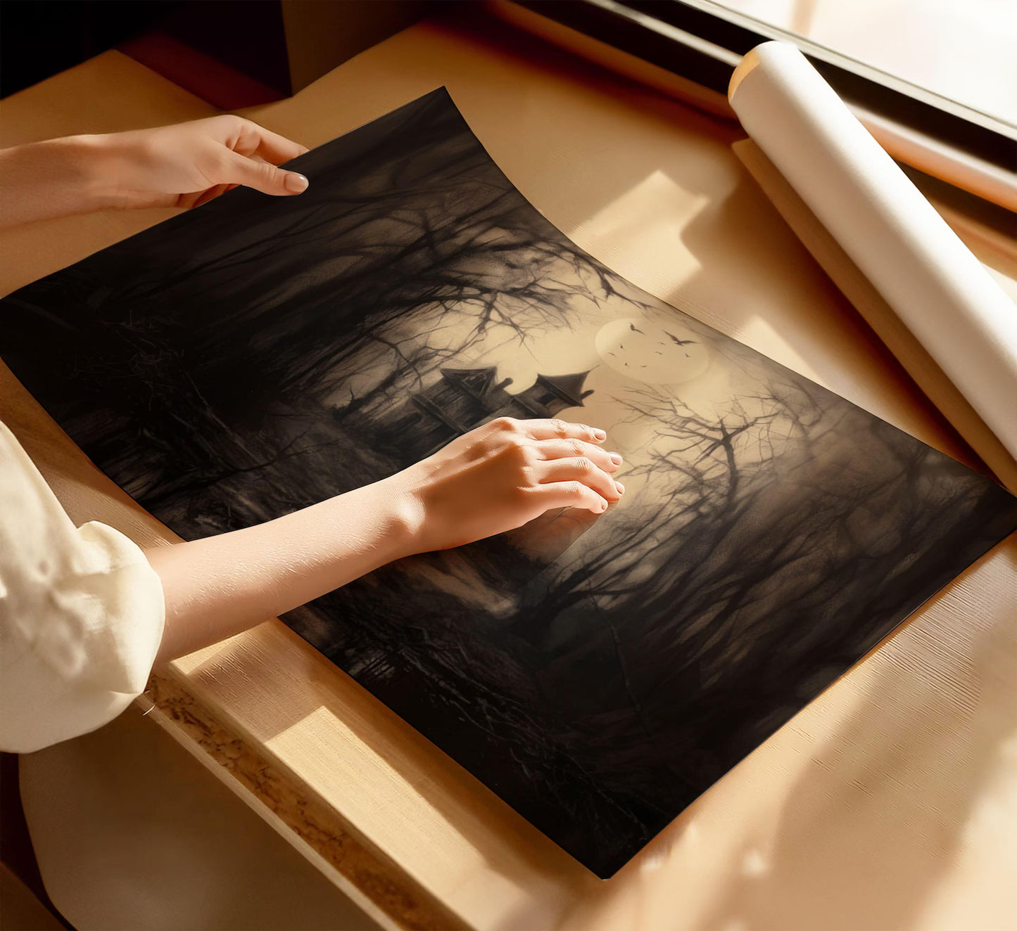 Haunted House Wall Art Dark Academia Print Spooky House Art Print Poster