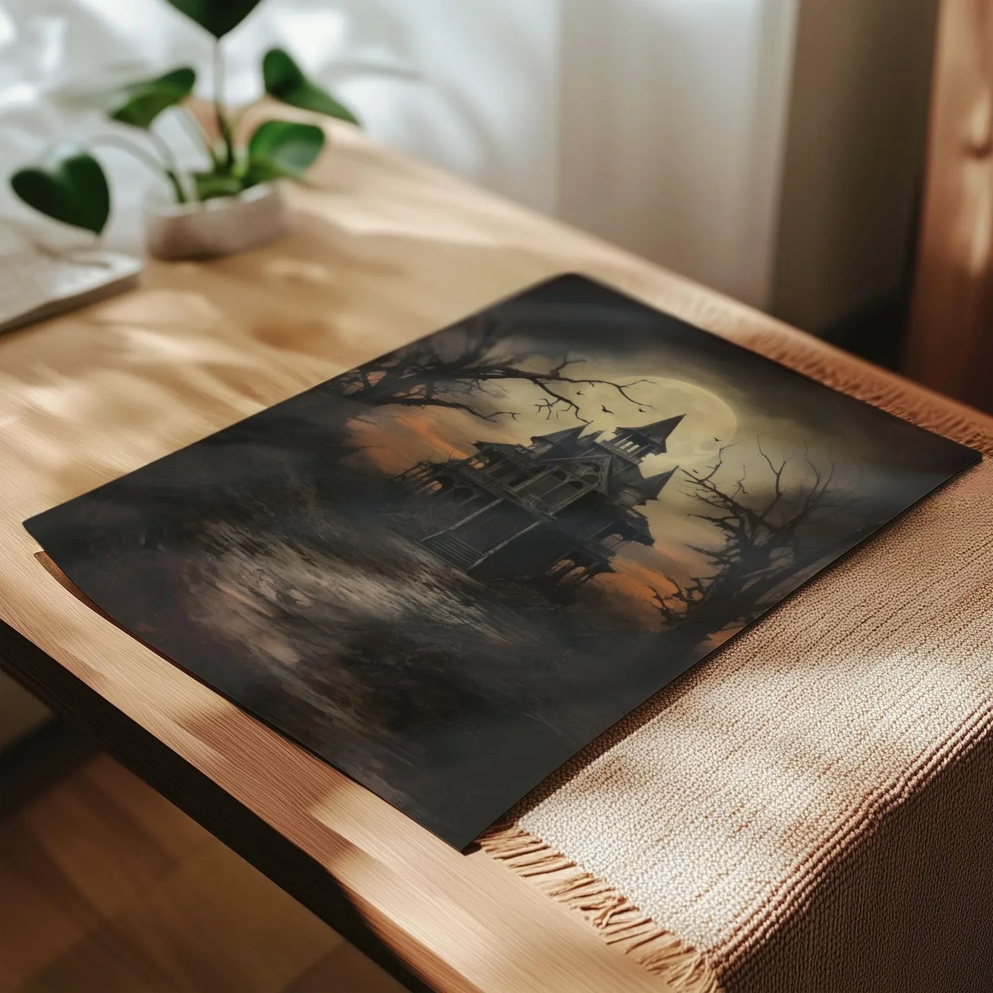 Haunted House Halloween Art Print Poster