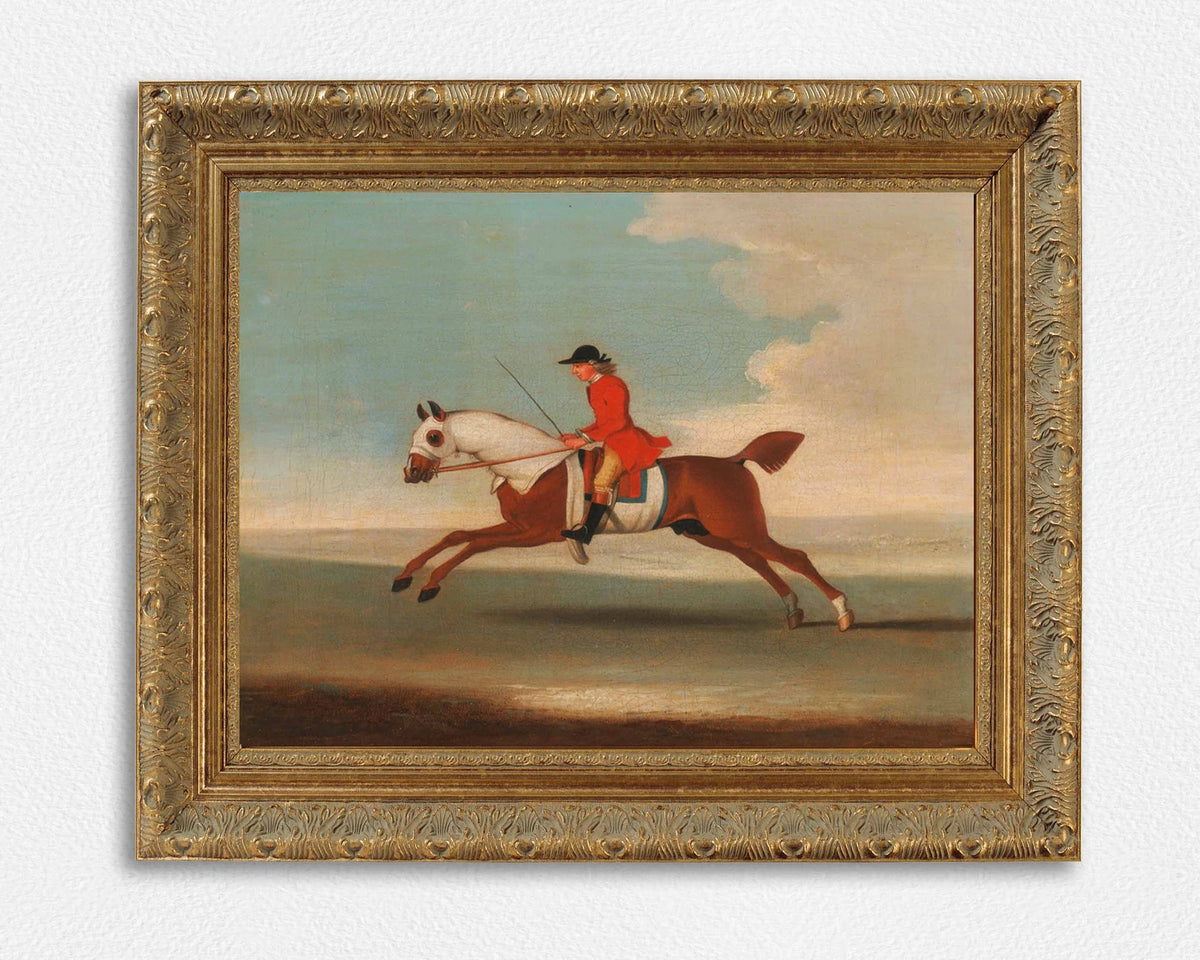 Horse Rider Vintage Painting Art Print, Equestrian Wall Art Poster