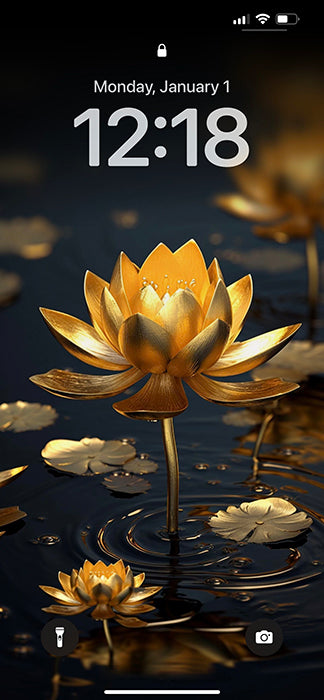 Golden Lotus Flowers Wallpaper (3)