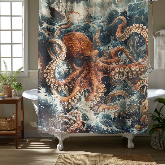 Kraken Sea Monster Shower Curtain Bathroom Decor Home Decor