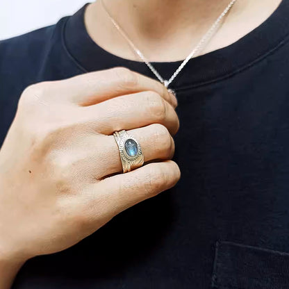 Moonstone Ring, Labradorite Ring, Feather Ring, Gemstone Ring, Boho Chic Couple Rings, Couples Gift, Gift for Her, Native American Boho Ring