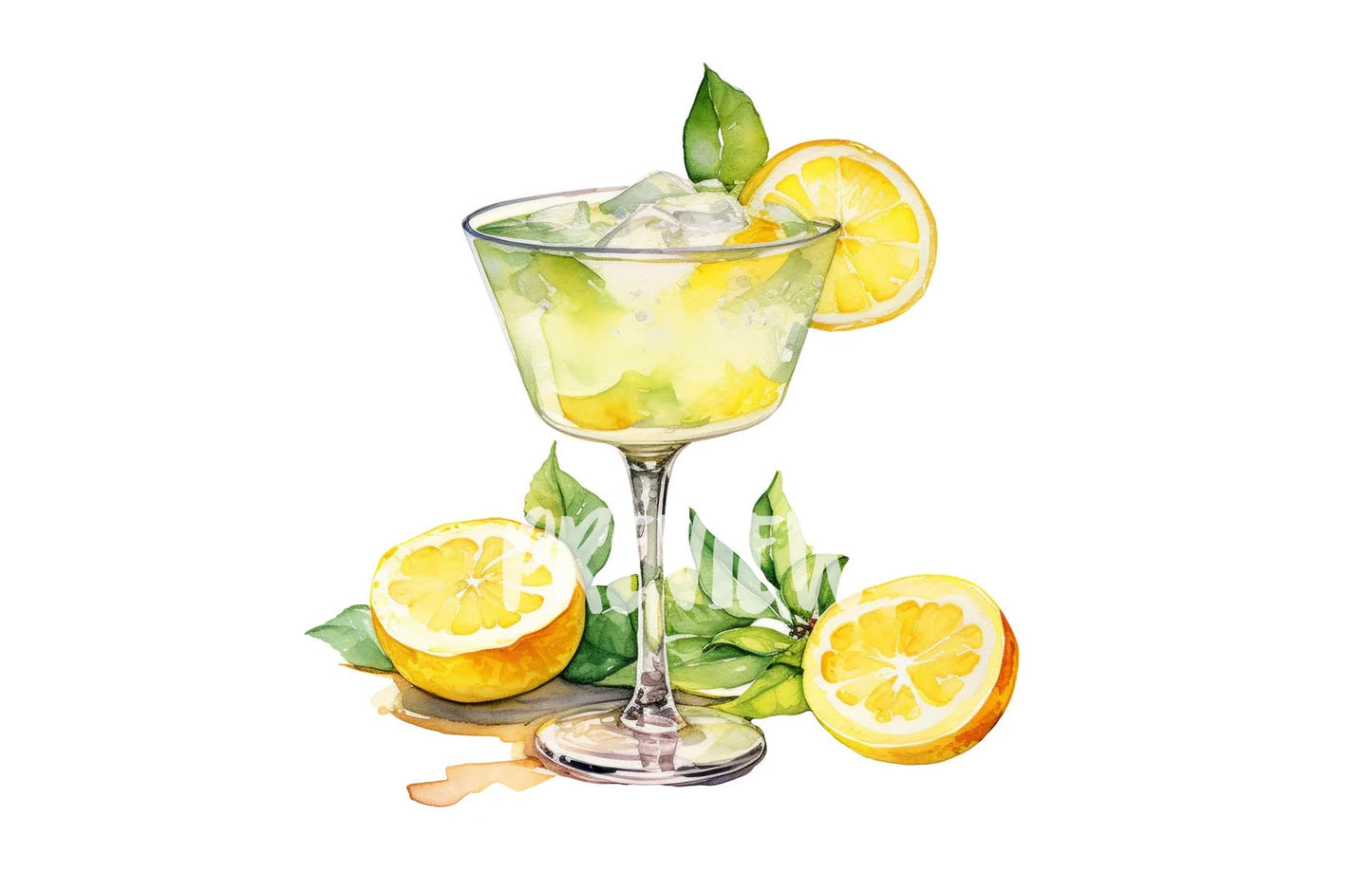 Watercolor Limoncello Clipart PNG