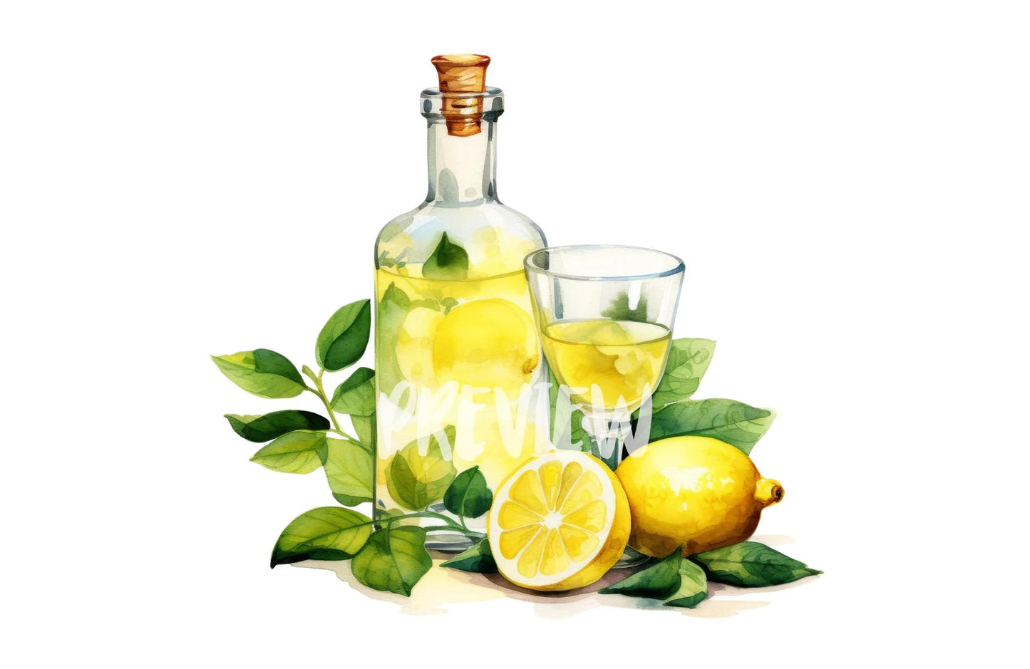 Watercolor Limoncello Clipart PNG