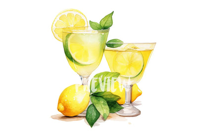 Watercolor Limoncello Clipart PNG