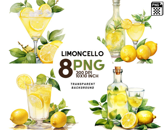 Watercolor Limoncello Clipart PNG