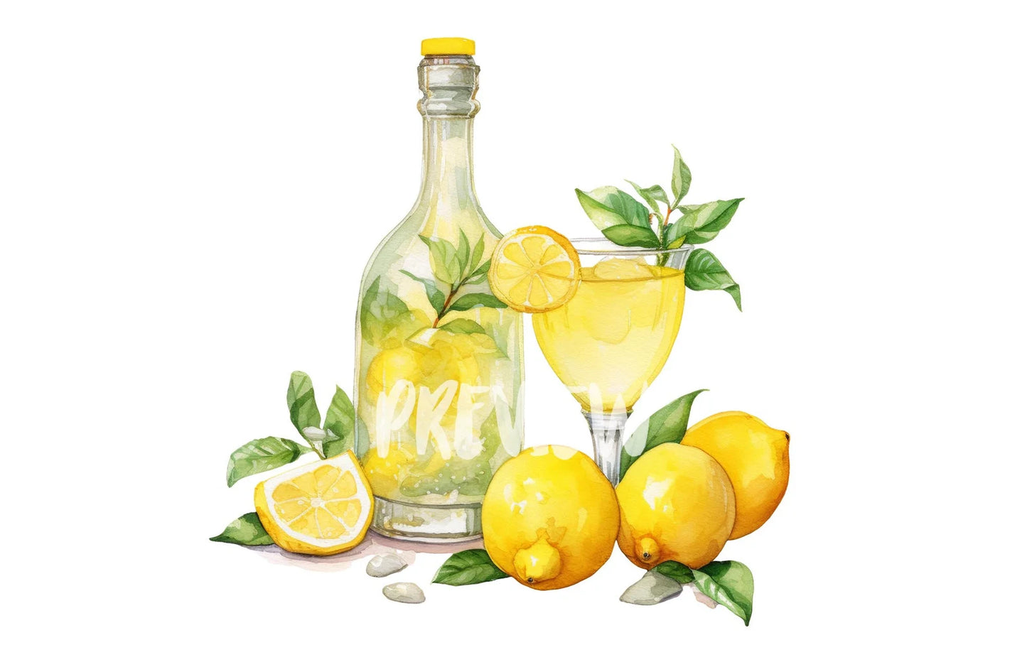 Watercolor Limoncello Clipart PNG