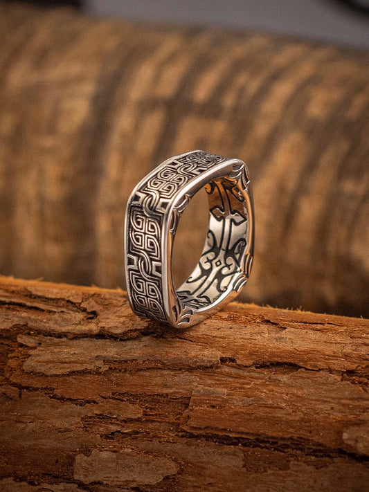 Loopy Celtic Knot Square Band Stainless Steel Ring Cletic Jewelry