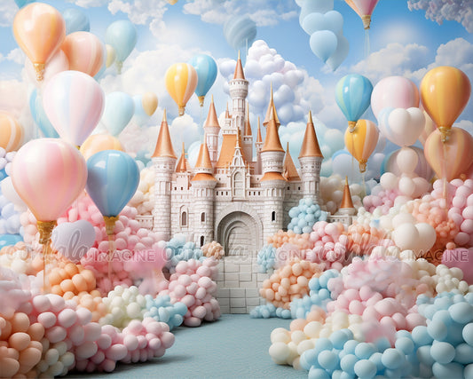 Balloon Castle Birthday Backdrop