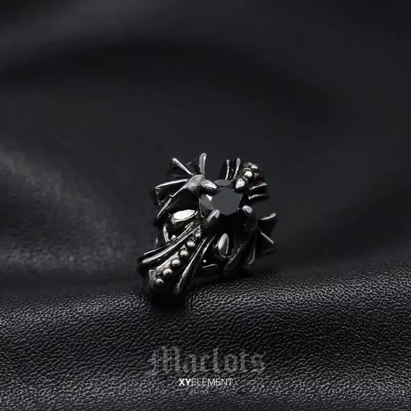 Gothic Cross CZ Stud Earring | Stainless Steel
