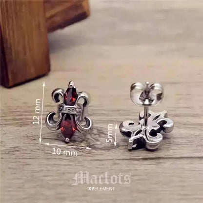 Fleur de lis CZ Stud Earring | Stainless Steel