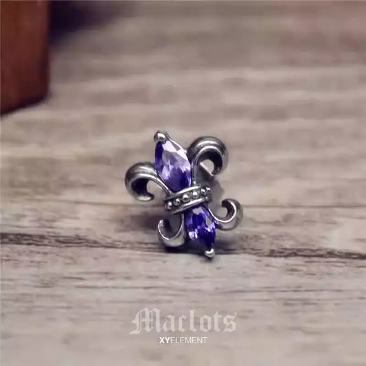 Fleur de lis CZ Stud Earring | Stainless Steel
