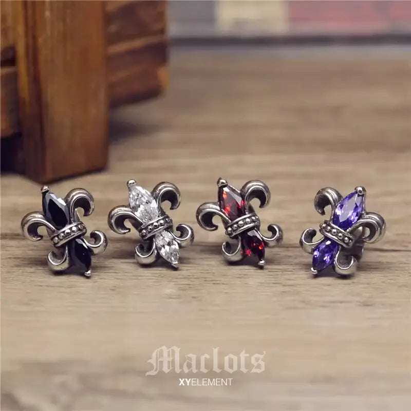 Fleur de lis CZ Stud Earring | Stainless Steel