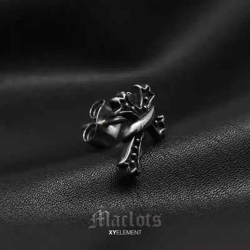 Gothic Maltese Cross Stud Earrings | Stainless Steel