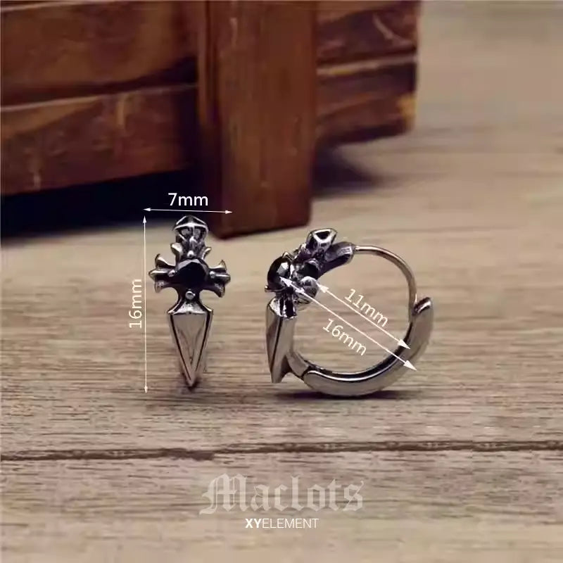 Gothic Cross Huggie Earrings | Stainless Steel