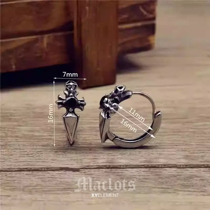 Gothic Cross Huggie Earrings | Stainless Steel