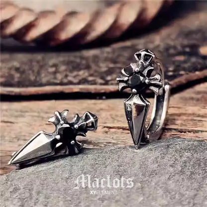 Gothic Cross Huggie Earrings | Stainless Steel