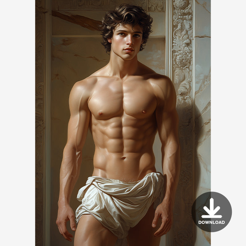 Ethereal Adonis Illustration, Male Portrait | Digital Download