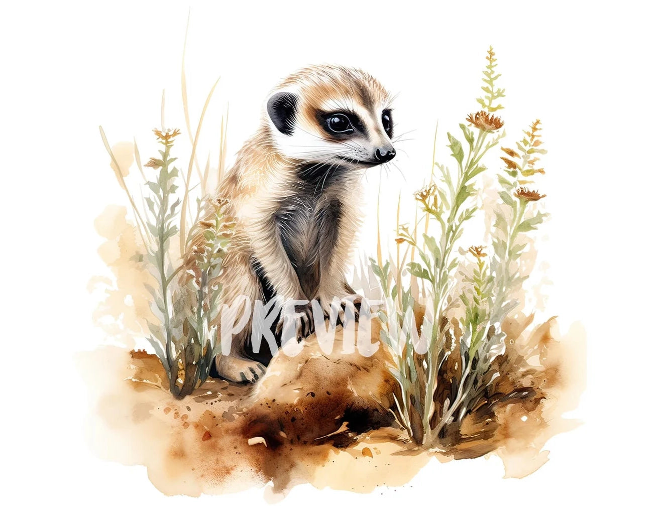 Watercolor Meerkat Clipart