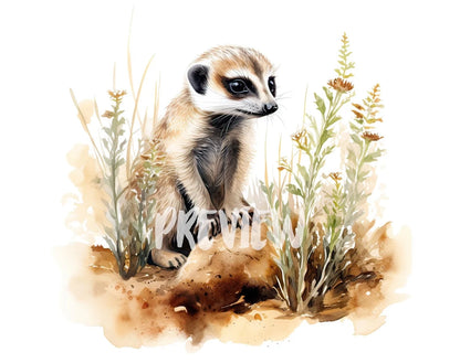 Watercolor Meerkat Clipart