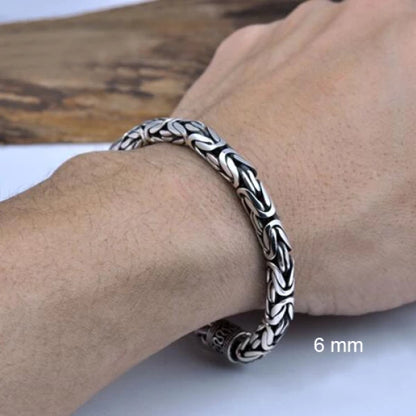 Men's 990 Fine Silver Byzantine Chain Bracelet