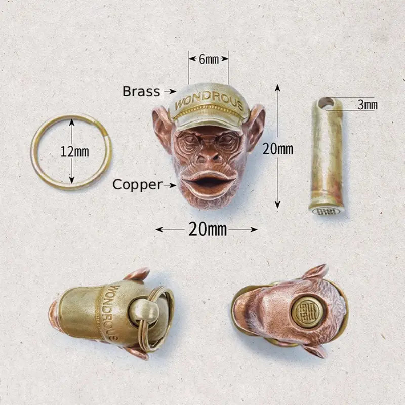 Monkey Orangutan in Baseball Cap Pendant Keychain
