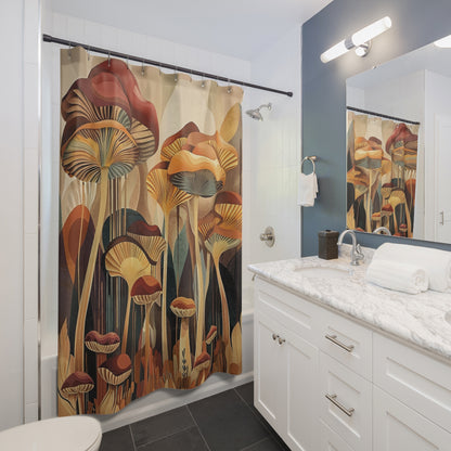 Mushroom Forest Shower Curtain Art Deco Inspired Bathroom Decor