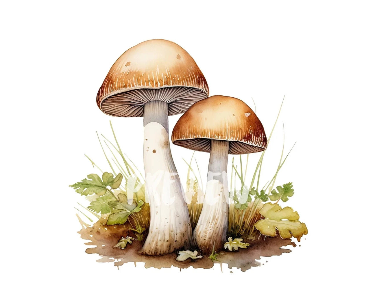 Botanical Minimalist Mushrooms Clipart