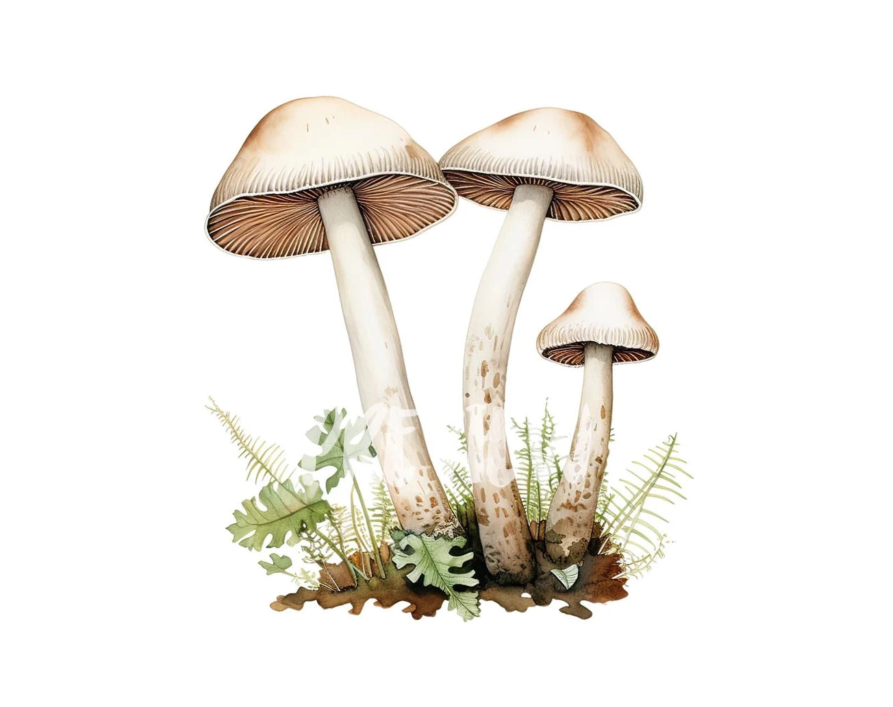 Botanical Minimalist Mushrooms Clipart