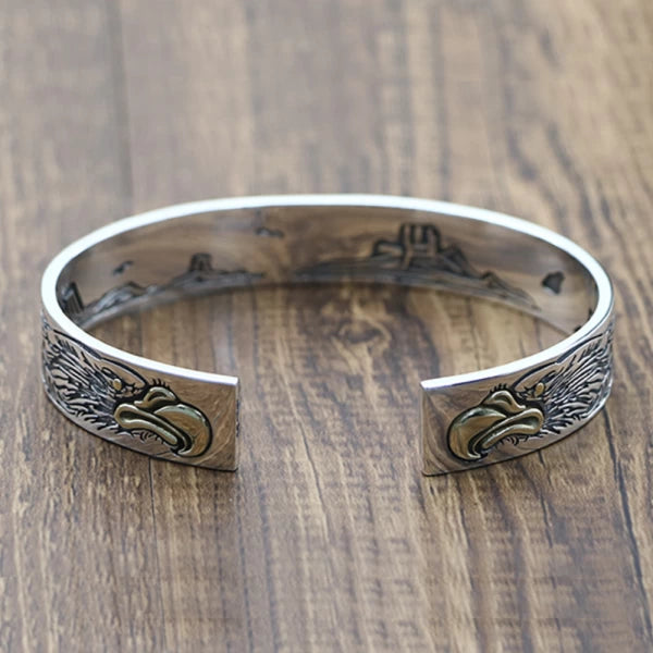 Native American Inspired Ivy Pattern Eagle Cuff Bracelet
